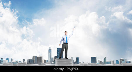 Fleißig, um erfolgreicher Geschäftsmann zu werden. Stockfoto