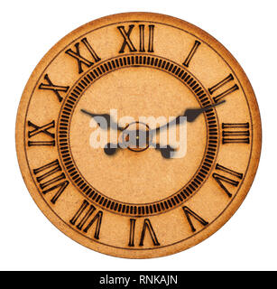 Alte Uhr auf weißem Hintergrund Stockfoto