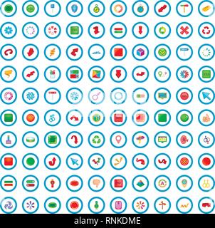 100 Pfeil und Schaltflächensymbole, Cartoon Stil Stock Vektor