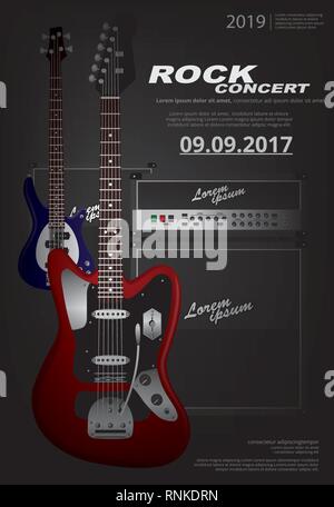 Gitarre Konzert Plakat Hintergrund Template Vector Illustration Stock Vektor