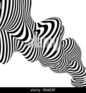 Abstrakte gestreiften Hintergrund wave Design schwarz-weiße Linie. Vector Illustration Stock Vektor