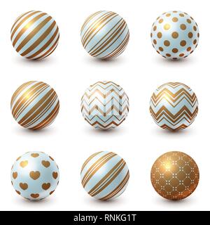 Set Textur Kugel - realistische Symbol. Stock Vektor