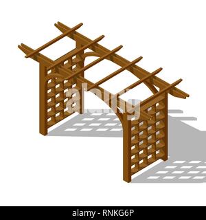 Innenhof pergola isometrische Symbol Vektor grafische Darstellung Stock Vektor