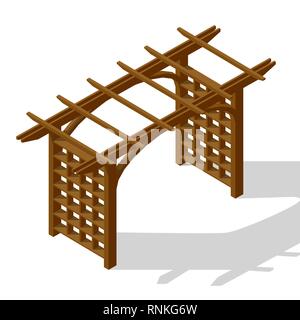 Innenhof pergola isometrische Symbol Vektor grafische Darstellung Stock Vektor