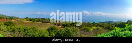 Panoramablick über Landschaft und Landschaft im Hula-tal aus Galiläa, im Norden Israels Stockfoto