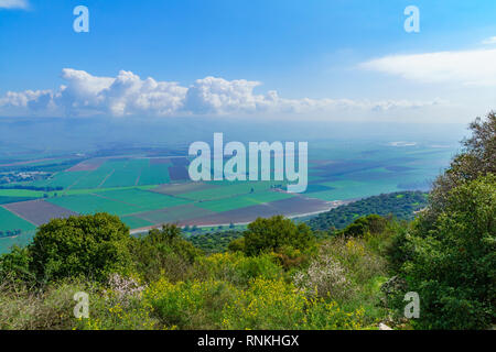 Blick auf die Landschaft und der Landschaft im Hula-tal aus Galiläa, im Norden Israels Stockfoto