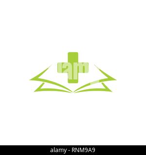 Plus medizinische Buch Bildung logo Vektor Stock Vektor
