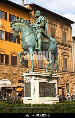 Reiterstandbild von Cosimo de Medici, die Piazza della Signoria, Altstadt, Florenz, Toskana, Italien Stockfoto