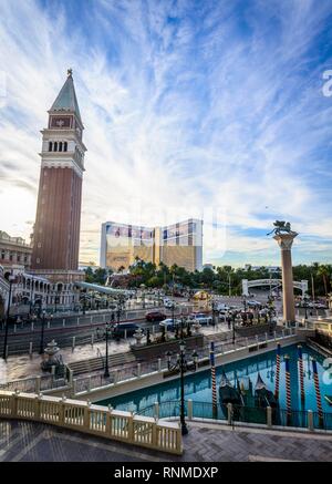 Blick vom Casino und Luxus Hotel The Venetian Hotel Mirage, Canale Grande, Grand Canal, künstlichen Lagune mit Stockfoto