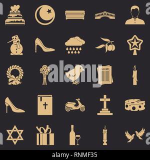 Gottesdienst Icons Set, einfachen Stil Stock Vektor