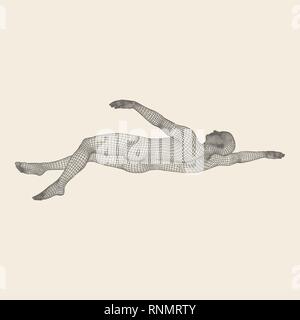 3D-Schwimmen Mann. Vektor Bild von einem Schwimmer. Menschlichen Körper. Sport Symbol. Design Element. Stock Vektor
