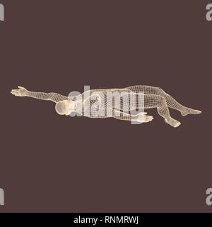 3D-Schwimmen Mann. Vektor Bild von einem Schwimmer. Menschlichen Körper. Sport Symbol. Design Element. Stock Vektor