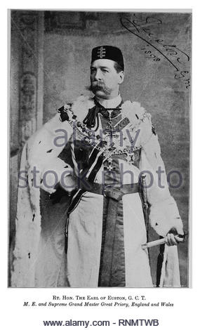 Henry James FitzRoy, Graf von Euston, 1848 - 1912, war der älteste Sohn und Thronfolger des Augustus FitzRoy, 7. Herzog von Grafton. Im Masonic gekleidet, Signiert Foto aus dem Jahr 1898. Stockfoto