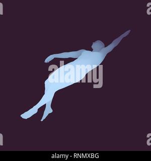 3D-Schwimmen Mann. Vektor Bild von einem Schwimmer. Menschlichen Körper. Sport Symbol. Design Element. Stock Vektor