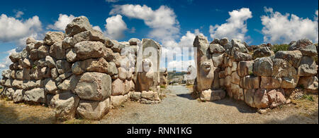 Hethiter lion Skulptur des Lion's Gate. Hattusa (auch Ḫattuša oder hattusas) spät Anatolischen Bronzezeit Hauptstadt des hethitischen Reiches. Hethiter Stockfoto