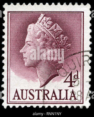 Briefmarke aus Australien in die Queen Elizabeth II Serie 1957 ausgestellt Stockfoto