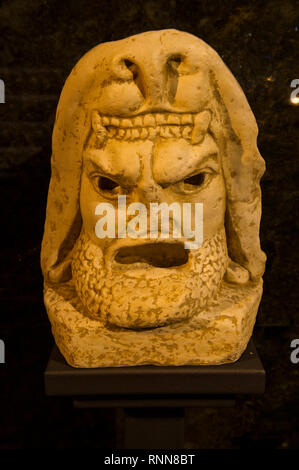 Tragischen Maske von Herakles Lyncatis (Bitola), das Archäologische Museum von Mazedonien, Skopje, Mazedonien Stockfoto