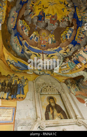 Wandbilder, Osogovo Kloster, das Kloster von Sv Joakim Osogoski, Kriva Palanka, Mazedonien Stockfoto