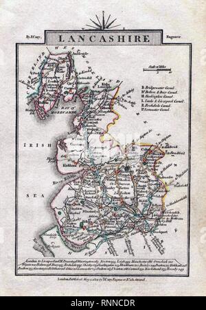 Cary Karte Lancashire 1814. Stockfoto