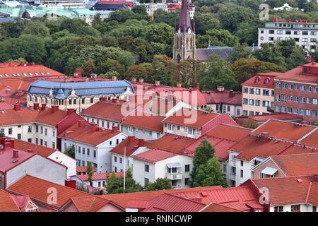 Stadt Göteborg in Schweden. Luftaufnahme von Haga Viertel. Stockfoto