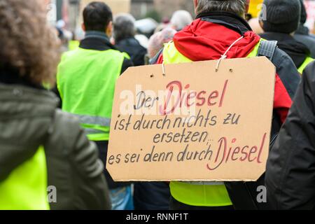 Demonstration gegen das Verbot der Diesel fahren Sie vom 01.02.2019 in Stuttgart, Baden-Württemberg, Deutschland Stockfoto