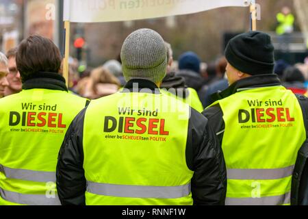 Demonstration gegen das Verbot der Diesel fahren Sie vom 01.02.2019 in Stuttgart, Baden-Württemberg, Deutschland Stockfoto