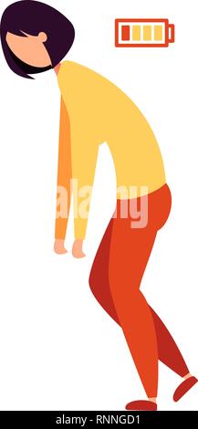 Frau mit extremer Müdigkeit. Müde Frau. Stock Vektor