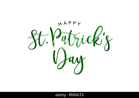 Happy St. Patrick's Day Holiday Green Script Text Illustration Isoliert Über weißem Hintergrund Stockfoto