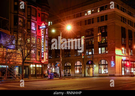 Pensylvania Hotel, Downtown East Side, die Hastings Street, Gastown, Vancouver, British Columbia, Kanada Stockfoto