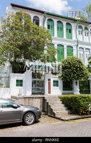 Singapur. Emerald Hill Road, Anfang des zwanzigsten Jahrhunderts chinesische Häuser. Stockfoto