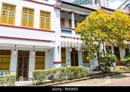 Singapur. Emerald Hill Road Anfang des Zwanzigsten Jahrhunderts chinesische Häuser. Stockfoto