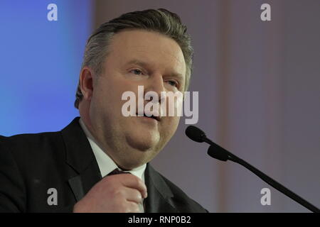 Wien, Österreich. 19. Februar 2019. Zusammen sind wir Wien. Gemeinsam sind wir Europa. - Wien als Sozialhauptstadt Europas. Das Bild zeigt Bürgermeister Dr. Michael Ludwig Stockfoto