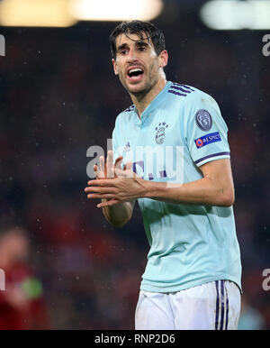 Anfield, Liverpool, Großbritannien. 19 Feb, 2019. UEFA Champions League Runde 16, Liverpool gegen Bayern München; Javi Martinez von Bayern München Credit: Aktion plus Sport/Alamy leben Nachrichten Stockfoto