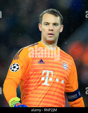 Anfield, Liverpool, Großbritannien. 19 Feb, 2019. UEFA Champions League Runde 16, Liverpool gegen Bayern München, Bayern München Torhüter Manuel Neuer Credit: Aktion plus Sport/Alamy leben Nachrichten Stockfoto