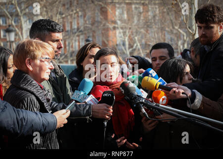 Madrid, Spanien. 20 Feb, 2019. Ska Keller, Mdep und Sprecher der Fraktion der Grünen beobachtet, als er in den Medien während einer Pressekonferenz am Obersten Gerichtshof. Credit: Jesus Hellin/SOPA Images/ZUMA Draht/Alamy leben Nachrichten Stockfoto