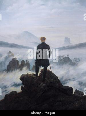 Caspar David Friedrich - Der Wanderer über dem Nebelmeer. Stockfoto