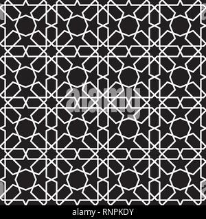 Nahtlose islamischen Muster Schwarz und Weiß Vector Illustration, abstrakte Islamischen textur grafik design Hintergrund Stock Vektor