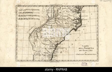 Carte de la Partie sud des Etats Unis de l'In septentrionale. Stockfoto
