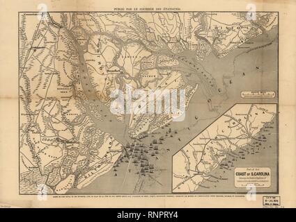 Carte de Port Royal et des Umgebung - avec un Plan de la Côte du Sud, depuis Bull's Bay (Caroline du Sud), jusqu'à-Braunschweig (Géorgie), indiquant Les moyens de Communication entre Beaufort, Savanah Stockfoto