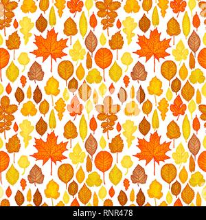 Nahtlose Muster der Blätter im Herbst vector Hintergrund Stock Vektor