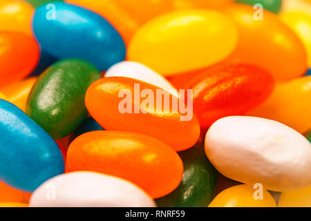 Jelly Bean Pile, sortierte Jelly Beans schuss Makro Stockfoto