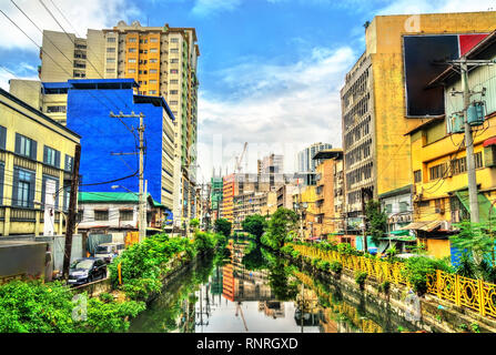 Die Estero de Binondo Fluss in Manila auf den Philippinen Stockfoto