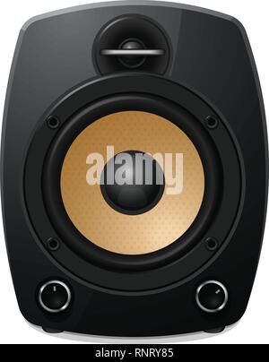 Sound Lautsprecher schwarz auf weißem Hintergrund Stock Vektor