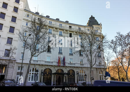 MADRID, Spanien - 22. JANUAR 2018: Gebäude des Hotel Ritz in Madrid, Spanien Stockfoto