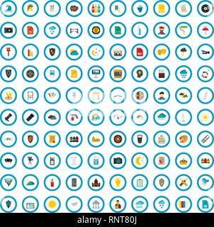 100 Kunstwerke Icons set, flach Stil Stock Vektor