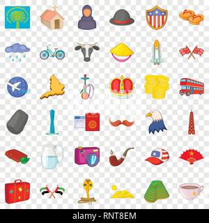 Welt reisen Icons set, cartoon-Stil Stock Vektor