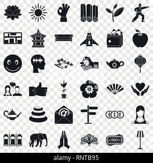 Yoga Meditation Symbole gesetzt, einfachen Stil Stock Vektor