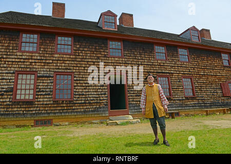 Fort Western ist eines ehemaligen britischen kolonialen Vorposten am Kennebec River in Augusta, Maine, USA. Stockfoto