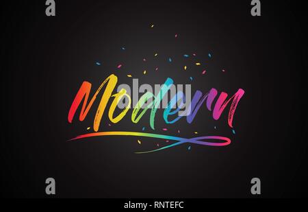 Moderne Wort Text mit handschriftlichen Rainbow lebendige Farben und Konfetti Vector Illustration. Stock Vektor