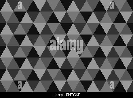 Grau dreieckige nahtlose Muster. Low Poly geometrischen Hintergrund. Graustufen. Print Design für Textilwaren, Plakate, Flyer, T-Shirts, Tapeten. Mosaik Stock Vektor